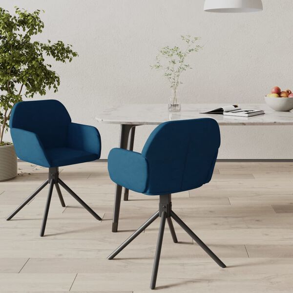 vidaXL Chaises pivotantes &agrave; manger lot de 2 Bleu Velours