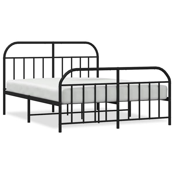 vidaXL Cadre de lit m&eacute;tal sans matelas avec pied de lit noir 160x200cm