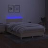 vidaXL Sommier &agrave; lattes de lit matelas et LED cr&egrave;me 120x190 cm tissu