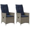vidaXL Lot de 2 chaises de jardin inclinables avec coussins en r&eacute;sine tress&eacute;e grise