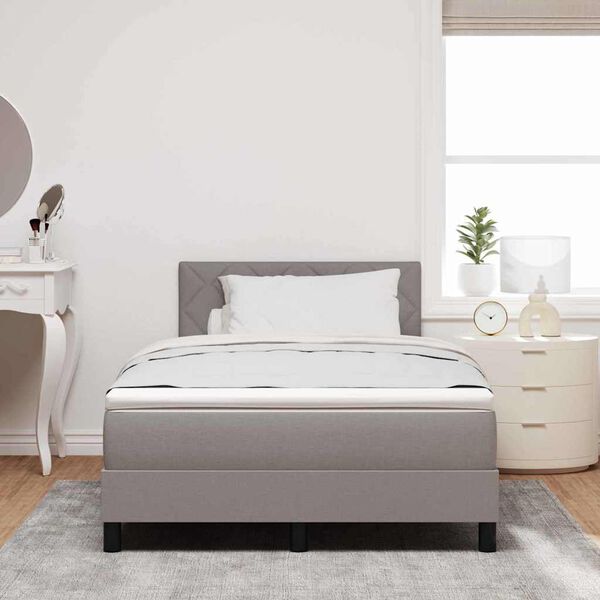 vidaXL Lit &agrave; ressorts avec matelas avec LED Taupe 120 x 200 cm tissu