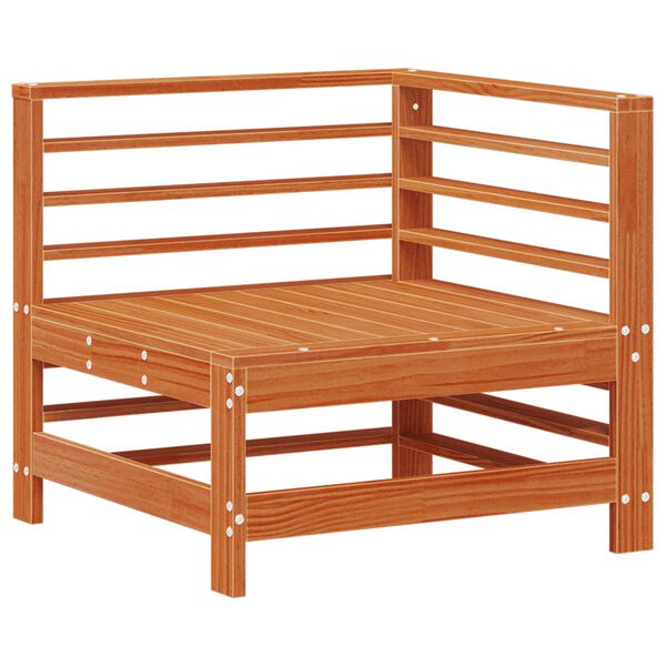 vidaXL Canap&eacute; d'angle de jardin Pin massif Brun Cir&eacute;