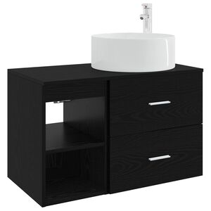 vidaXL Ensemble de mobilier de salle de bain 2 pcs Ch&ecirc;ne noir