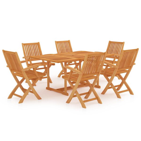 vidaXL Ensemble &agrave; manger de jardin 7 pcs Bois de teck massif