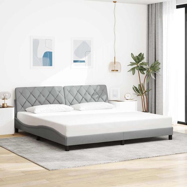 vidaXL Cadre de lit avec LED sans matelas gris clair 200x200 cm tissu