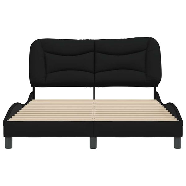 vidaXL Cadre de lit sans matelas Hvar noir 140x200 cm tissu
