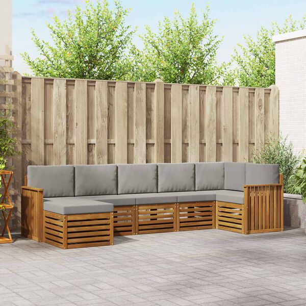 vidaXL Ensemble de canap&eacute; d'angle 7 pcs Gris Naturel et Clair