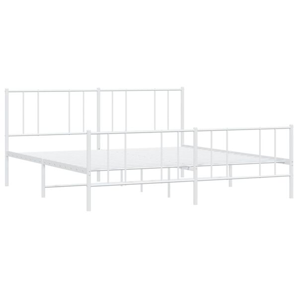 vidaXL Cadre de lit m&eacute;tal sans matelas et pied de lit blanc 180x200 cm