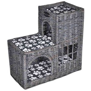 vidaXL Arbre/maison/ch&acirc;teau &agrave; chat avec coussin Saule