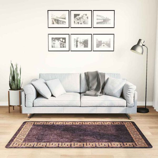 vidaXL Tapis lavable 80x150 cm Noir et dor&eacute;