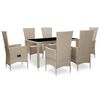 vidaXL Ensemble &agrave; manger d'ext&eacute;rieur 7 pcs coussins R&eacute;sine tress&eacute;e