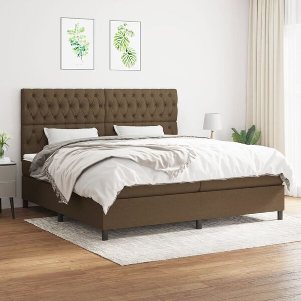 vidaXL Sommier &agrave; lattes de lit avec matelas Marron fonc&eacute; 200x200 cm