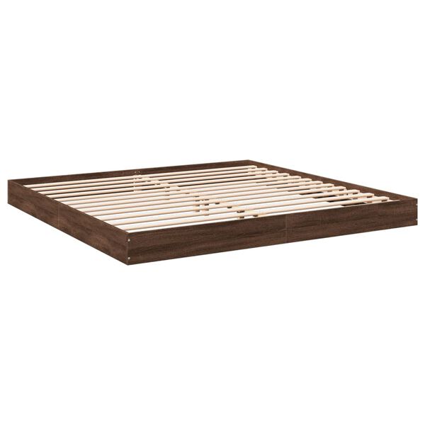 vidaXL Cadre de lit sans matelas ch&ecirc;ne marron 200x200 cm