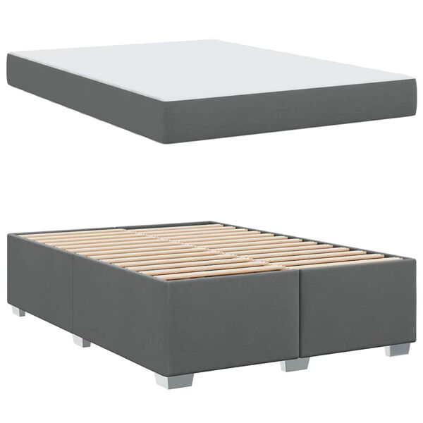 vidaXL Cadre de lit avec matelas Gris fonc&eacute; 140 x 200 cm tissu