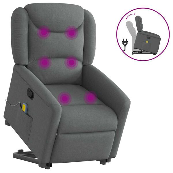 vidaXL Fauteuil de massage inclinable Gris fonc&eacute; Tissu