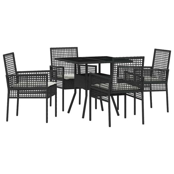 vidaXL Ensemble de salle à manger pour jardin 5 pcs Noir polyrotin