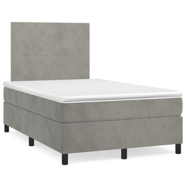 vidaXL Sommier &agrave; lattes de lit et matelas gris clair 120x190cm velours
