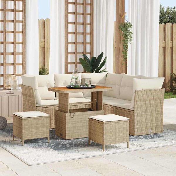 vidaXL Ensemble de canap&eacute; de jardin avec coussin 8 pcs beige et cr&egrave;me
