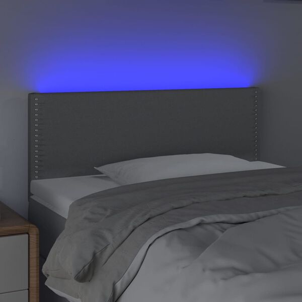 vidaXL T&ecirc;te de lit &agrave; LED Gris clair 80x5x78/88 cm Tissu