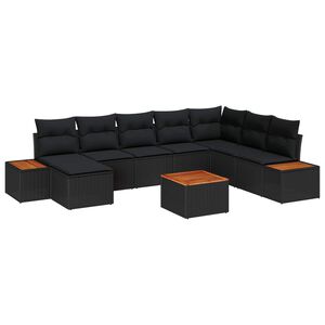 vidaXL Ensemble de canap&eacute; de jardin 9 pc 8-Nombre de places Noir
