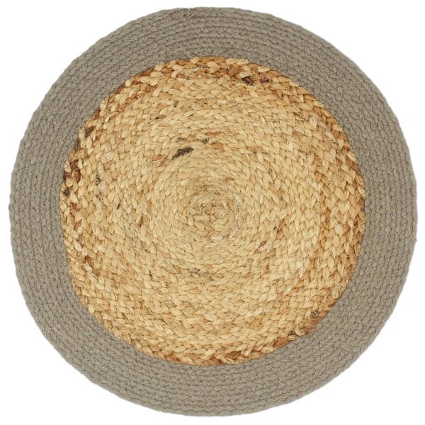 vidaXL Napperons 4 pcs Naturel et gris 38 cm Jute et coton