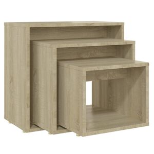 vidaXL Tables gigognes 3 pcs Ch&ecirc;ne sonoma Agglom&eacute;r&eacute;