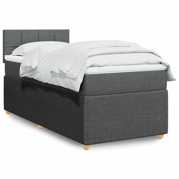vidaXL Sommier à lattes de lit avec matelas Gris foncé 90x200 cm Tissu