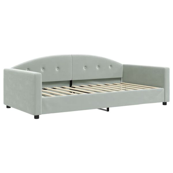 vidaXL Lit de jour et gigogne et matelas gris clair 100x200 cm velours