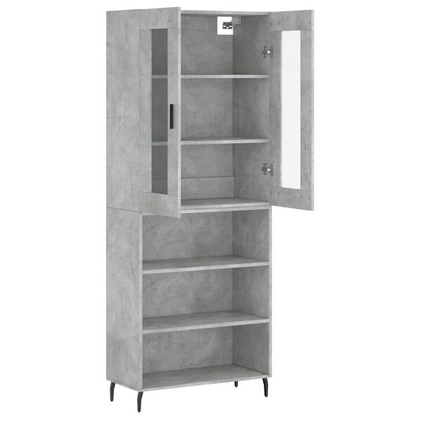 vidaXL Buffet haut Gris b&eacute;ton 69,5x34x180 cm Bois d'ing&eacute;nierie