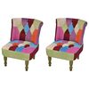 vidaXL Chaises en style français lot de 2 avec design patchwork tissu