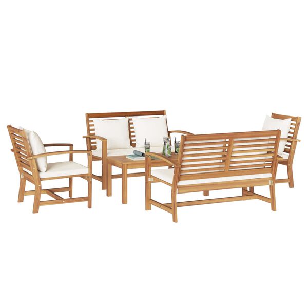 vidaXL Ensemble de canap&eacute; de jardin 5 pcs Naturel Bois de teck massif