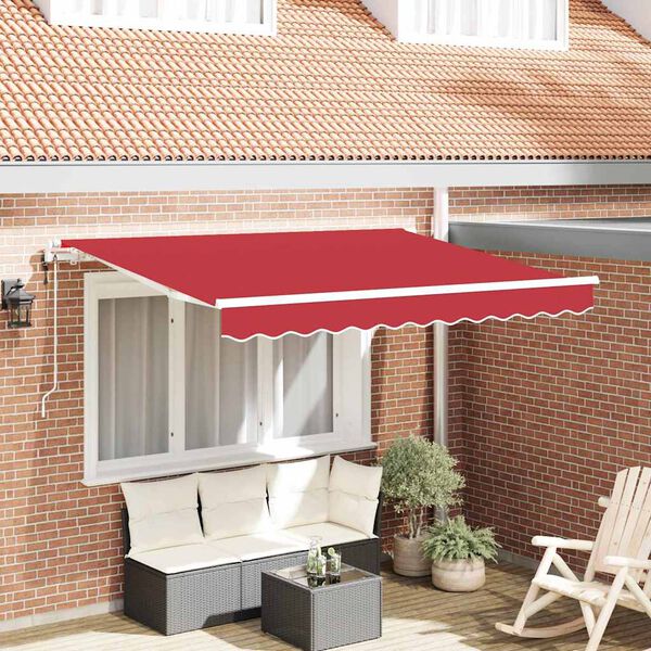 vidaXL Auvent R&eacute;tractable Rouge 350 x 200 cm tissu