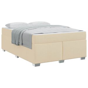 vidaXL Cadre de lit avec matelas Cr&egrave;me 140 x 200 cm tissu