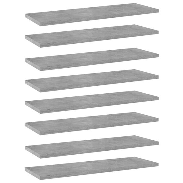 vidaXL Panneaux de biblioth&egrave;que 8 pcs Gris b&eacute;ton 60x20x1,5cm Agglom&eacute;r&eacute;