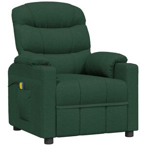 vidaXL Fauteuil de massage Vert fonc&eacute; Tissu