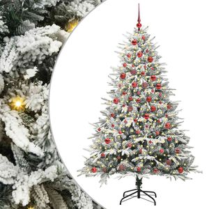 vidaXL Arbre de No&euml;l artificiel pr&eacute;-&eacute;clair&eacute; avec ensemble de boules