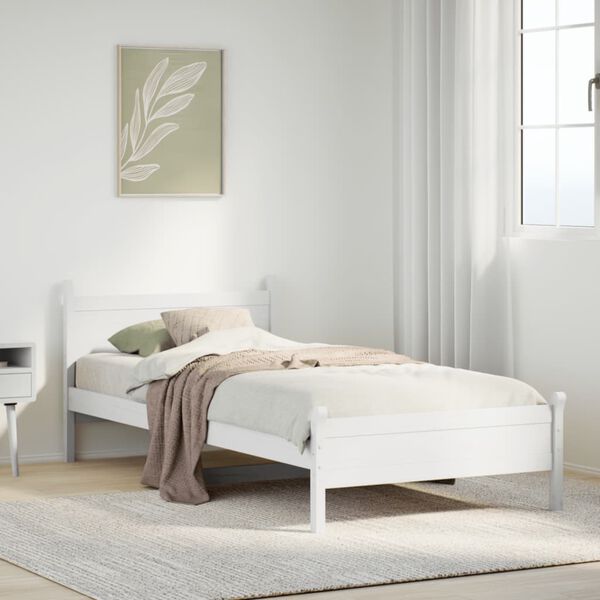 vidaXL Cadre de lit sans matelas blanc 90x190 cm bois de pin massif