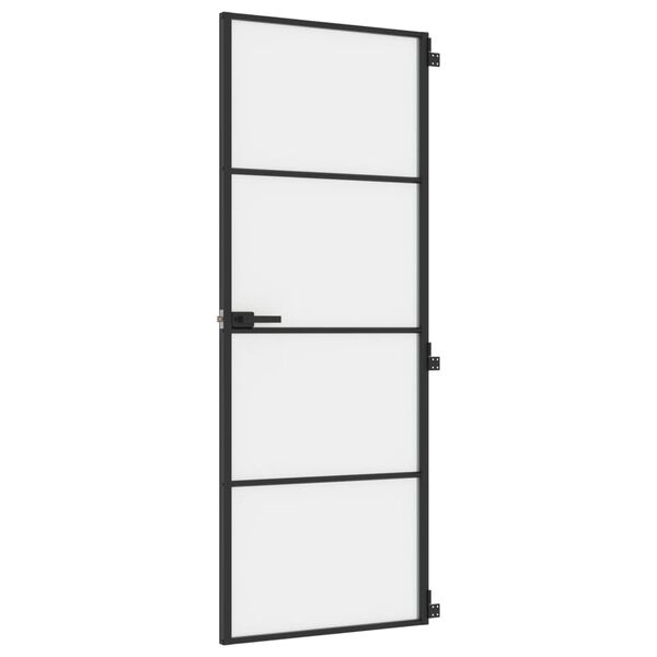 vidaXL Porte intérieure mince noir 76x201,5 cm verre trempé aluminium