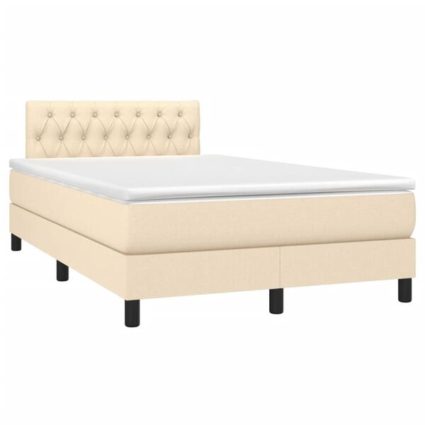vidaXL Sommier &agrave; lattes de lit avec matelas Cr&egrave;me 120x200 cm Tissu