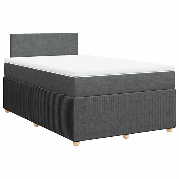 vidaXL Sommier &agrave; lattes de lit avec matelas Gris fonc&eacute; 120x200cm Tissu