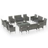 vidaXL Salon de jardin 16 pcs avec coussins R&eacute;sine tress&eacute;e Gris