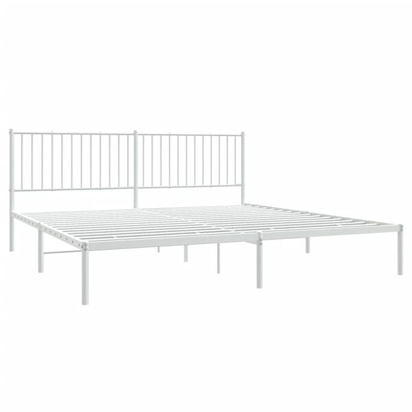vidaXL Cadre de lit m&eacute;tal sans matelas et t&ecirc;te de lit blanc 200x200 cm