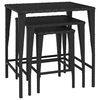 vidaXL Tables gigognes 3 pcs noir r&eacute;sine tress&eacute;e