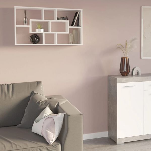 FMD Étagère murale rectangulaire avec 8 compartiments Blanc