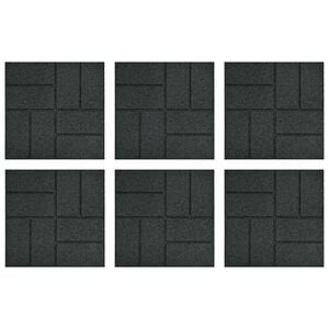vidaXL Pierre de marchage 6 pcs Noir 40,5 x 40,5 x 2 cm Caoutchouc
