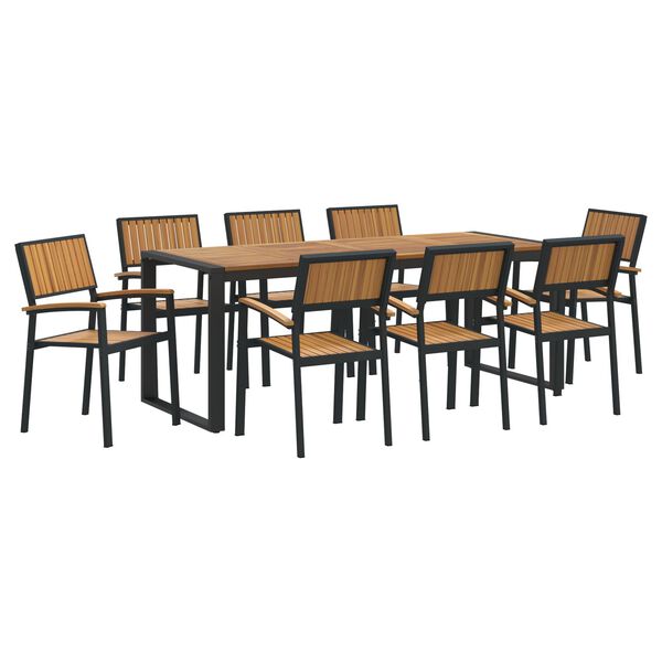 vidaXL Ensemble de salle à manger pour jardin 9 pcs Noir