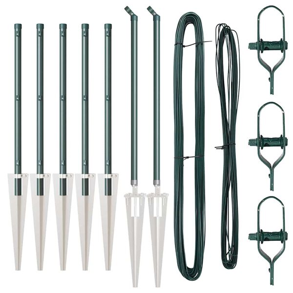 vidaXL Poteaux de clôture 7 pcs Vert Ø32mm 100 cm Acier galvanisé