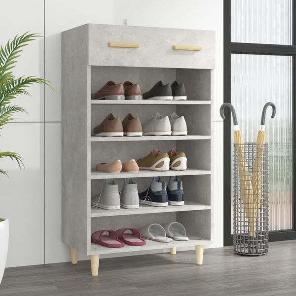 vidaXL Armoire &agrave; chaussures Gris b&eacute;ton 60x35x105 cm Bois d'ing&eacute;nierie