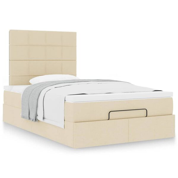 vidaXL Cadre de lit ottoman avec matelas cr&egrave;me 120x200cm tissu