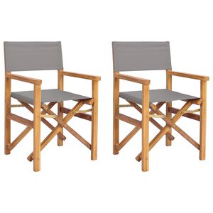 vidaXL Chaise de directeur Marron et gris clair Bois de teck massif